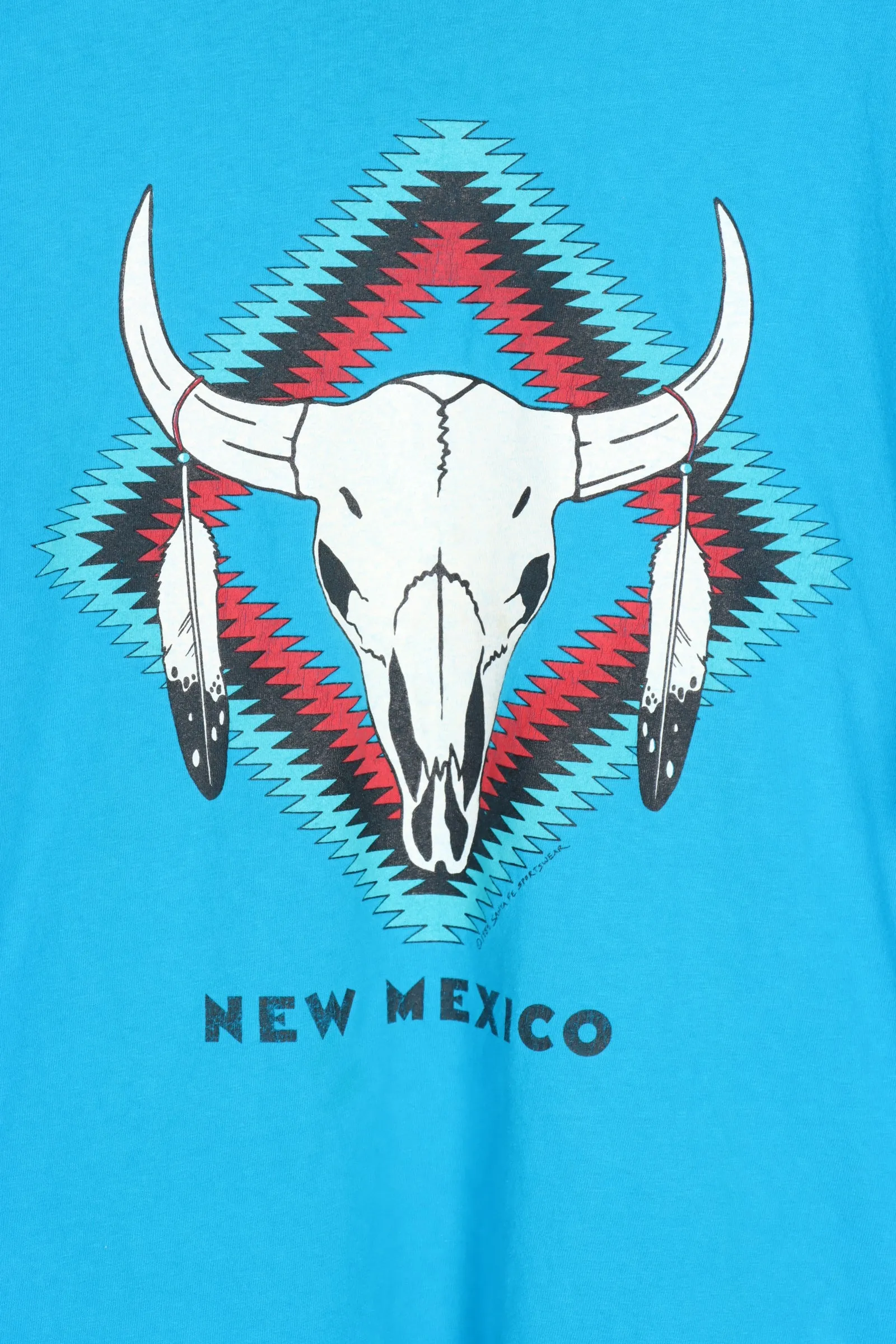 1989 Vintage New Mexico Aztec Skull & Feather Print Tee (XL)