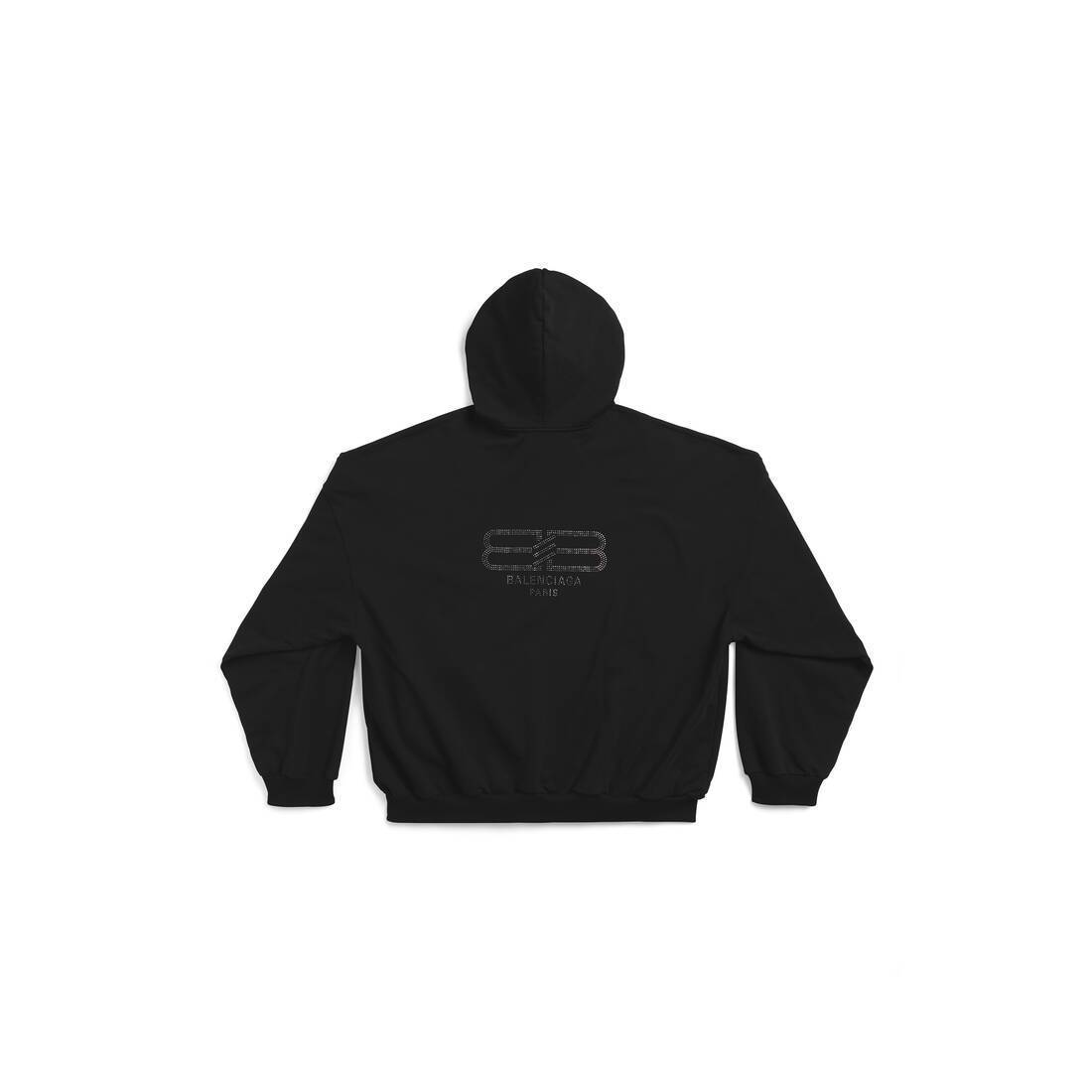 BALENCIAGA  |Bb Paris Strass Hoodie Large Fit in Black Faded