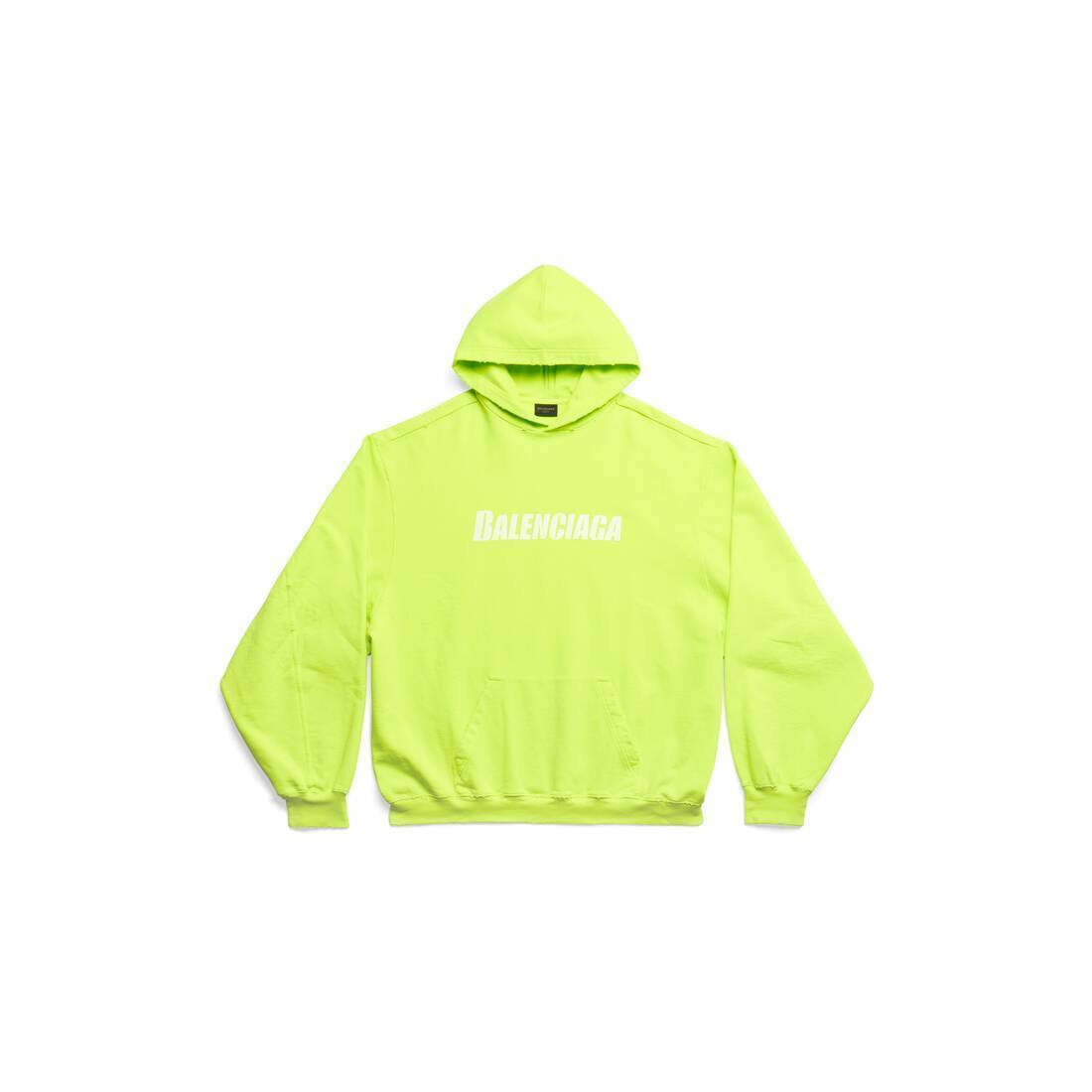 BALENCIAGA  |Caps Destroyed Hoodie  in Fluo Yellow