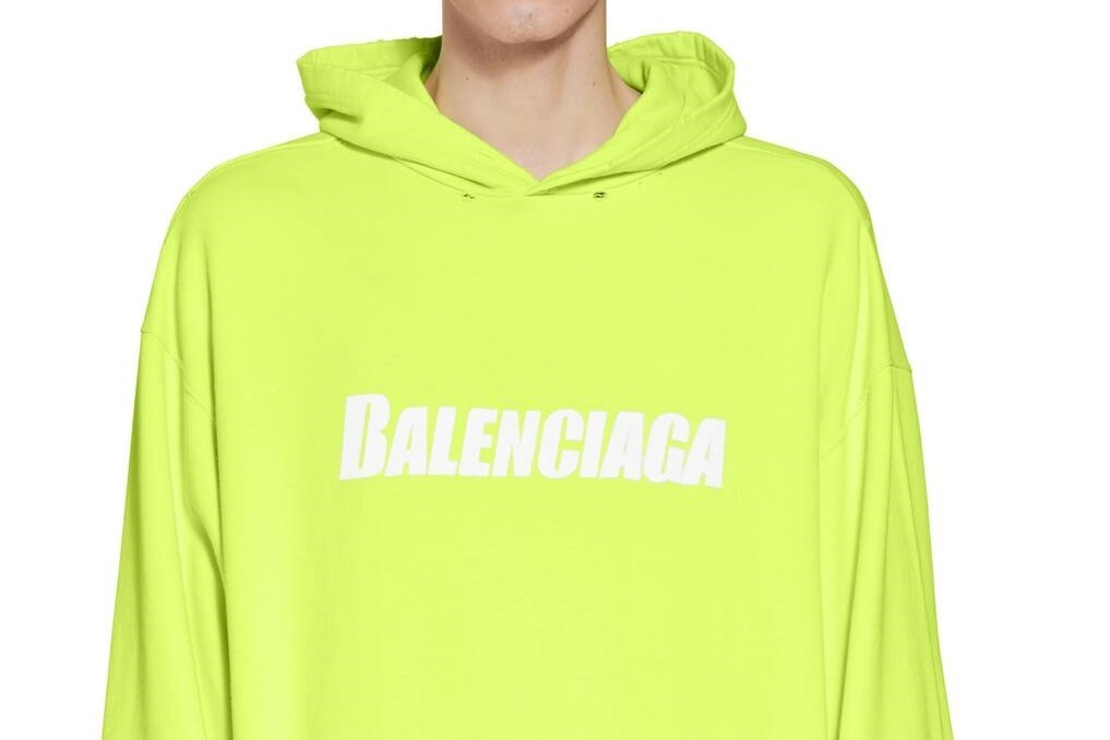 BALENCIAGA  |Caps Destroyed Hoodie  in Fluo Yellow