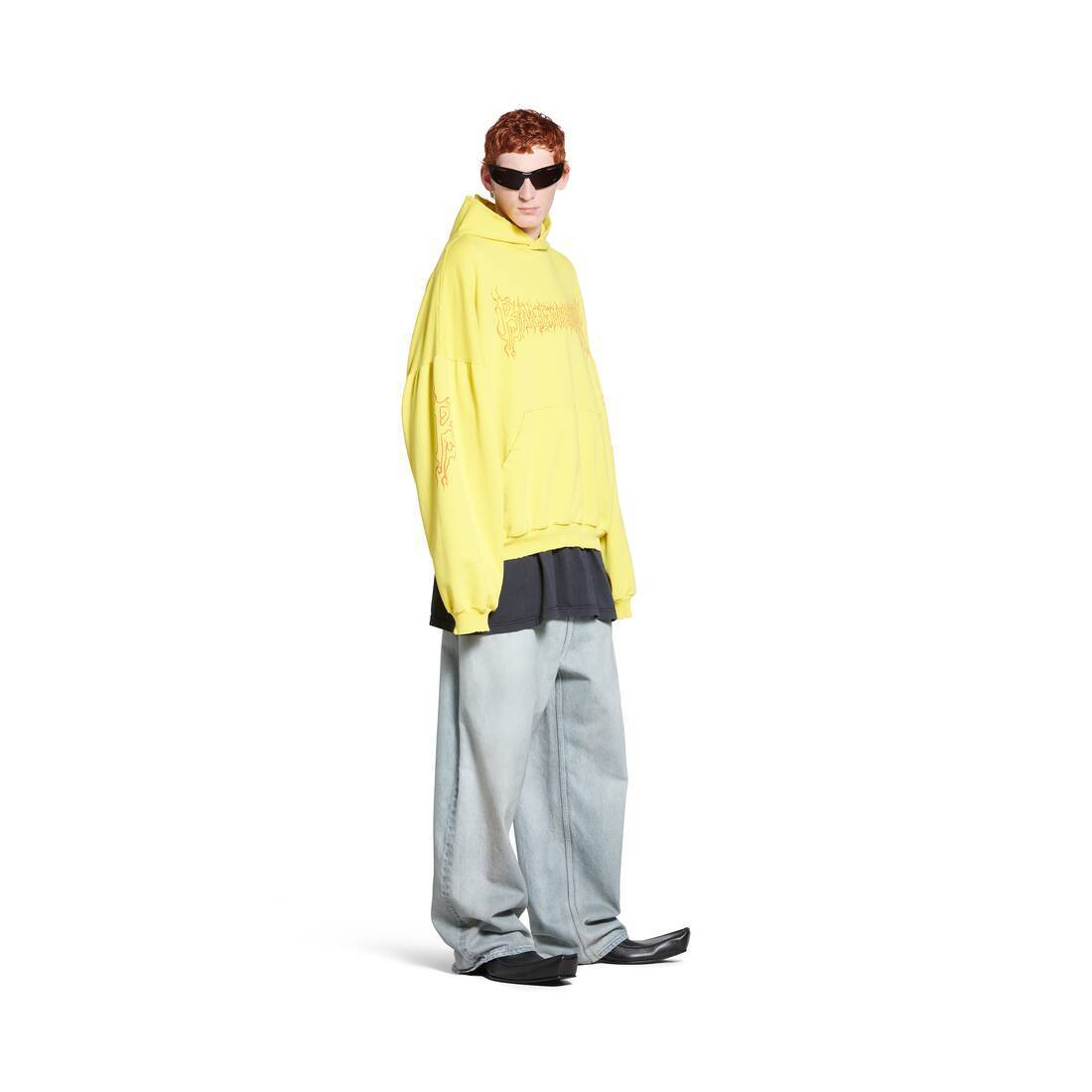 BALENCIAGA  |Darkwave Round Hoodie Oversized in Yellow/red