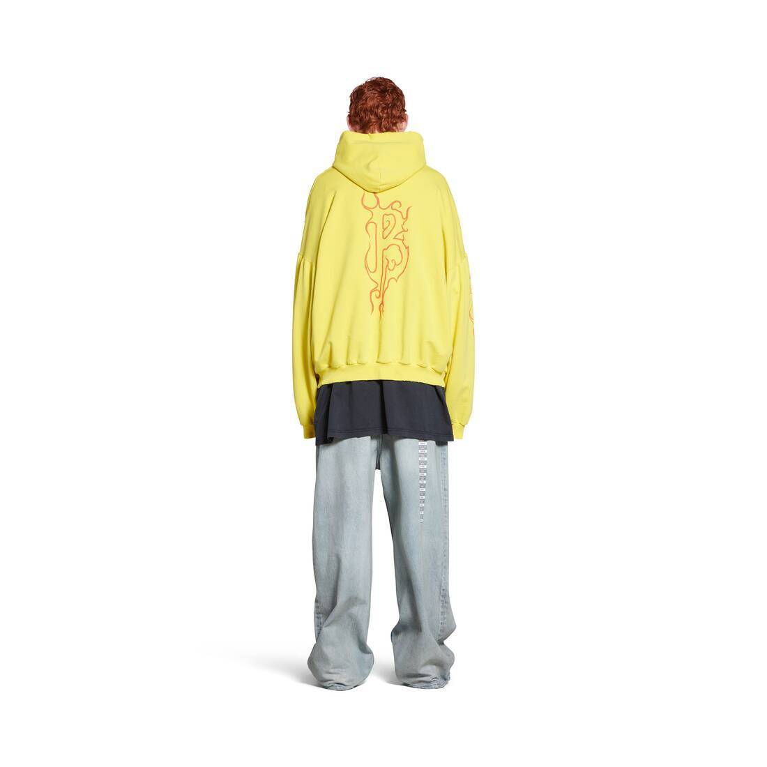 BALENCIAGA  |Darkwave Round Hoodie Oversized in Yellow/red