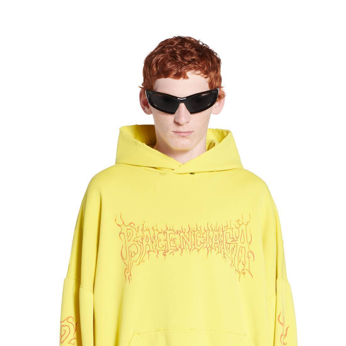 BALENCIAGA  |Darkwave Round Hoodie Oversized in Yellow/red