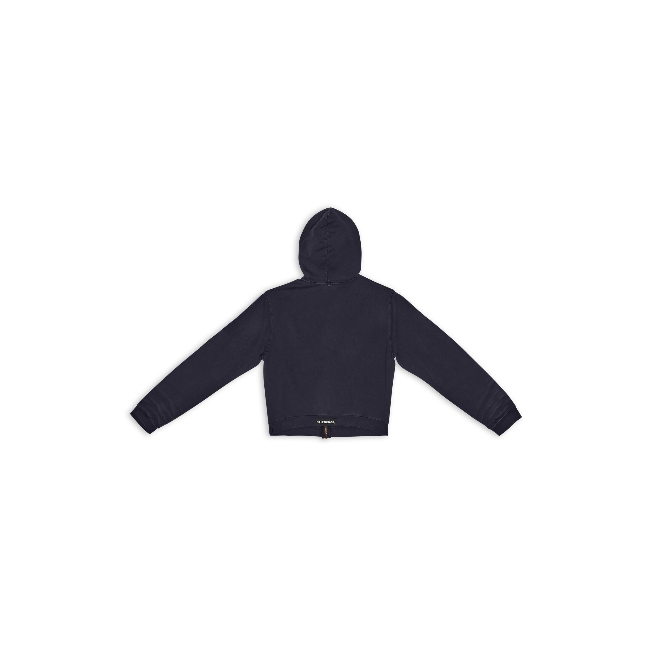 BALENCIAGA  |Men's balenciaga tab worn-out zip-up hoodie in black