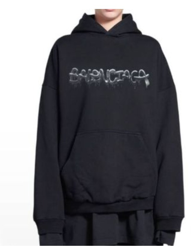 BALENCIAGA  |Men's Cities Paris Hoodie Wide Fit in Black