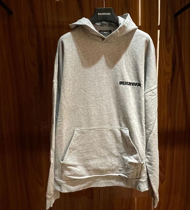 BALENCIAGA  |Men's turn wide fit hoodie in grey