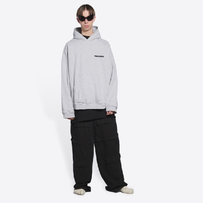 BALENCIAGA  |Men's turn wide fit hoodie in grey