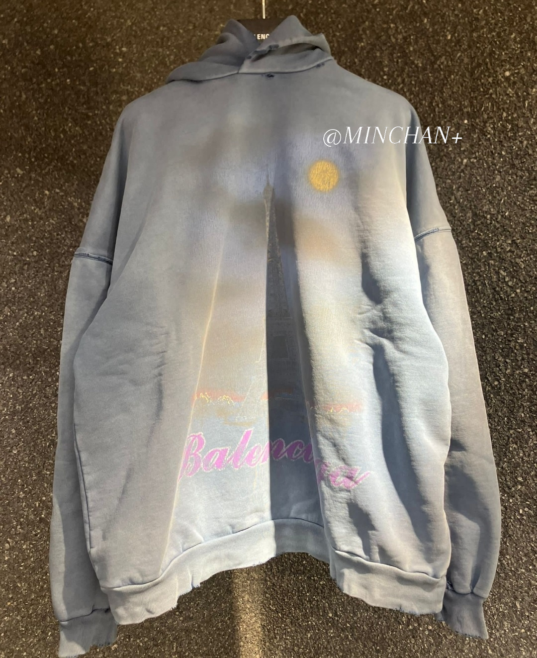 BALENCIAGA  |Paris Moon No Pocket Hoodie Oversized in Black Faded