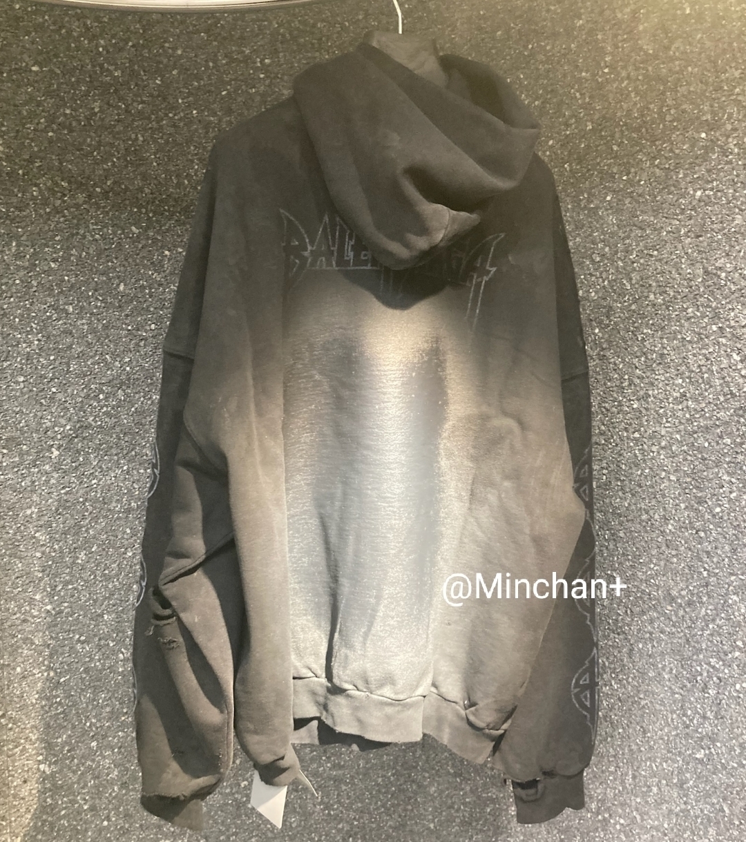 BALENCIAGA  |Paris Moon No Pocket Hoodie Oversized in Black Faded