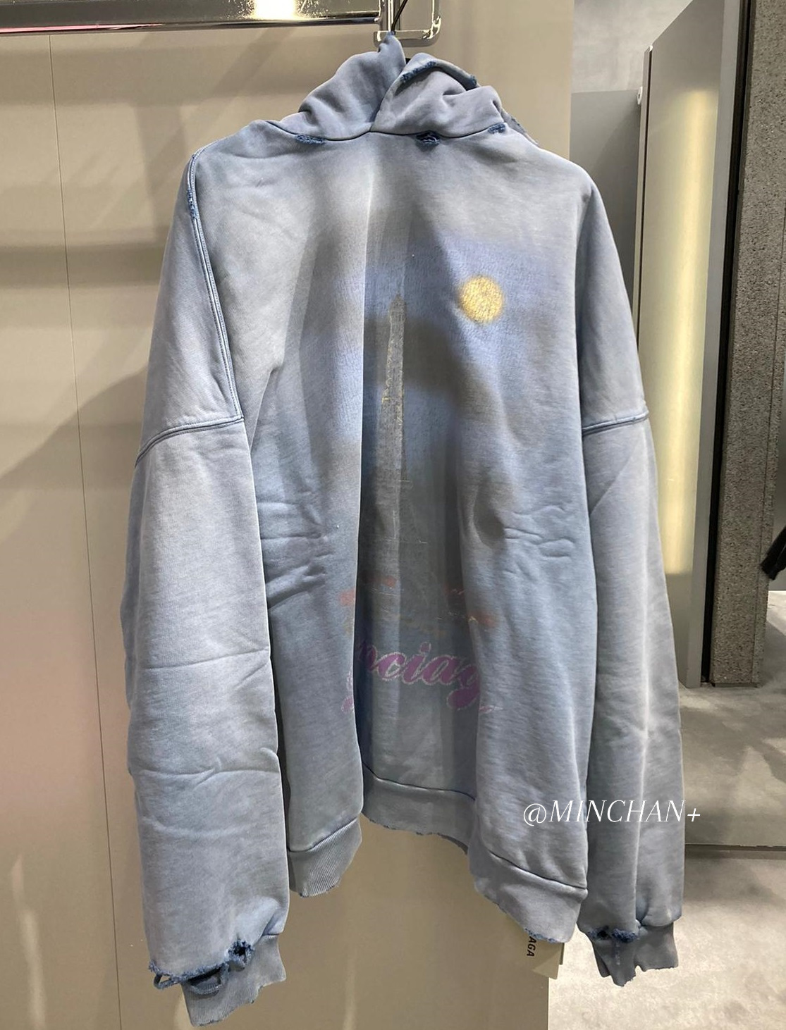 BALENCIAGA  |Paris Moon No Pocket Hoodie Oversized in Black Faded