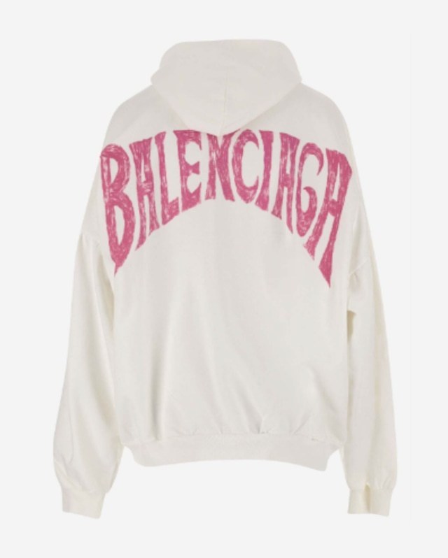 BALENCIAGA  |Paris Tropical Round Hoodie Oversized in White/pink