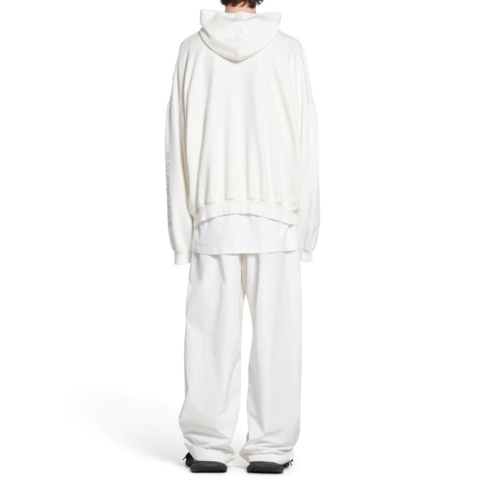 BALENCIAGA  |Surfer Round Hoodie Oversized in White/light Blue