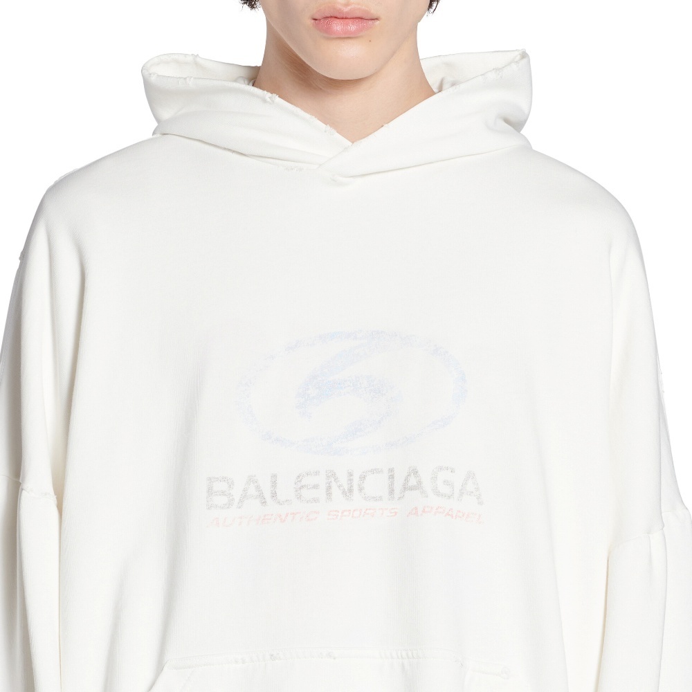 BALENCIAGA  |Surfer Round Hoodie Oversized in White/light Blue