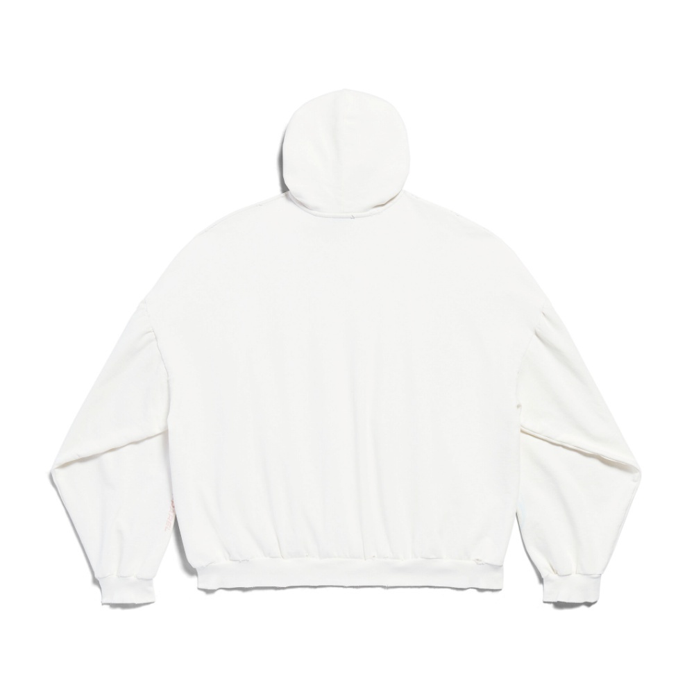 BALENCIAGA  |Surfer Round Hoodie Oversized in White/light Blue