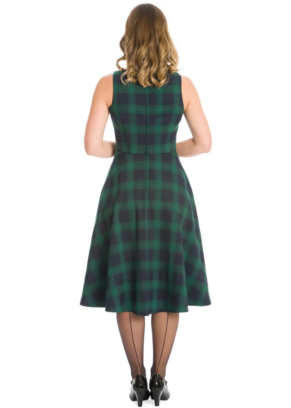 Banned Tartan 50's Swing Dress Green