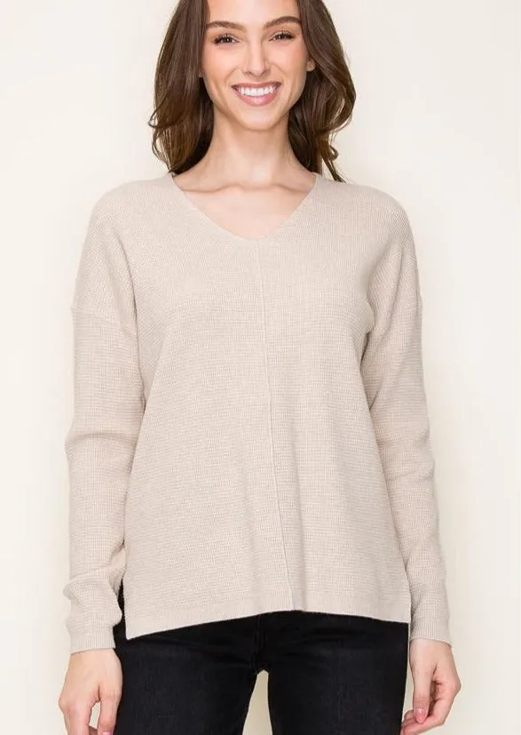 Beauty In Simplicity Waffle Vneck Tops - 3 Colors!