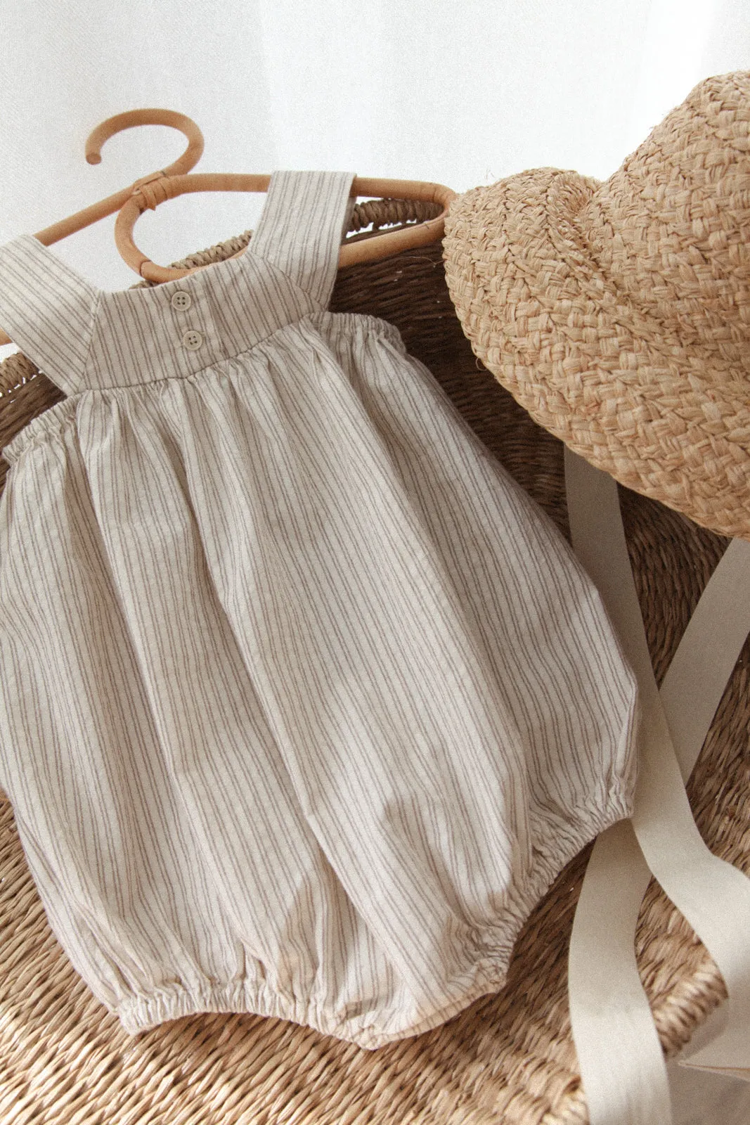 Beige Stripe Soft Cotton Romper