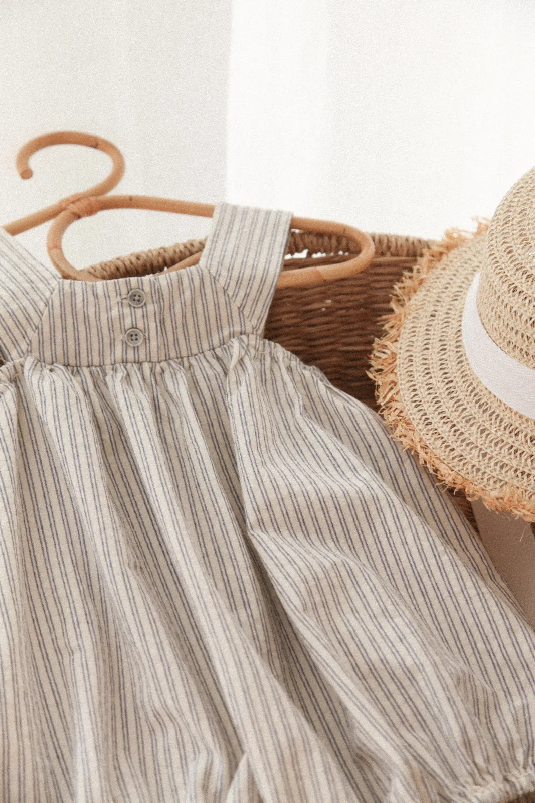 Beige Stripe Soft Cotton Romper