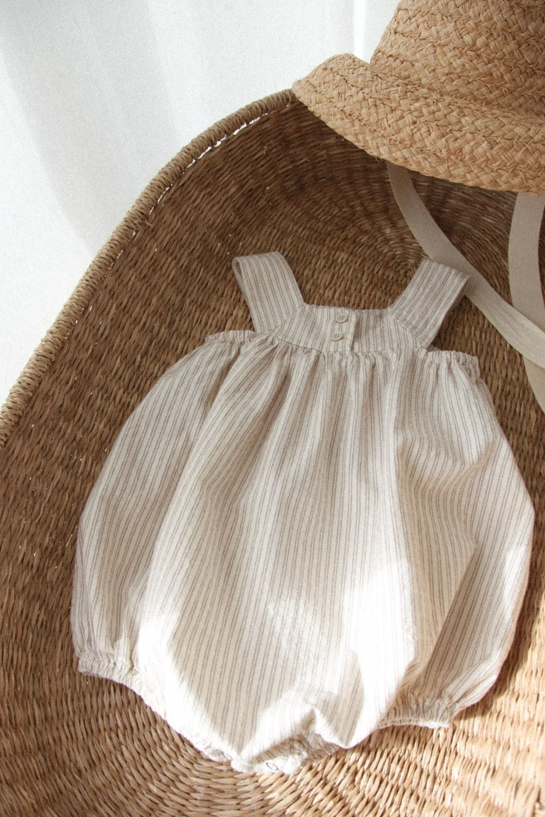 Beige Stripe Soft Cotton Romper