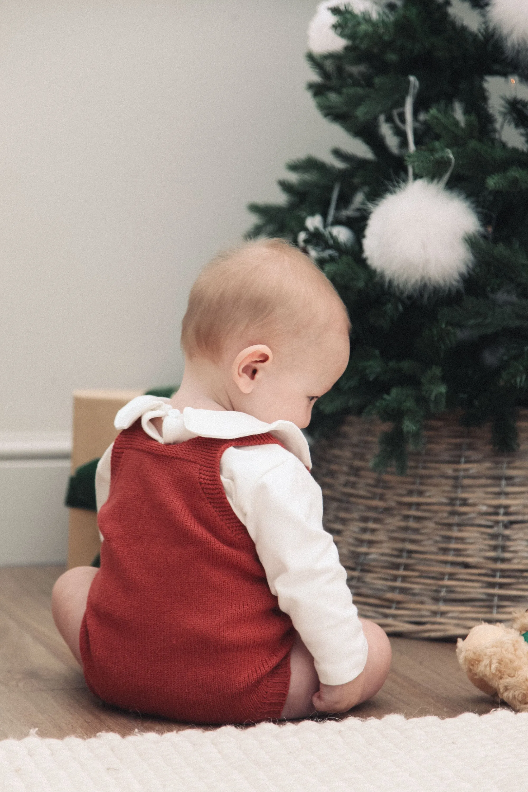 Berry Red Knitted Pocket Romper