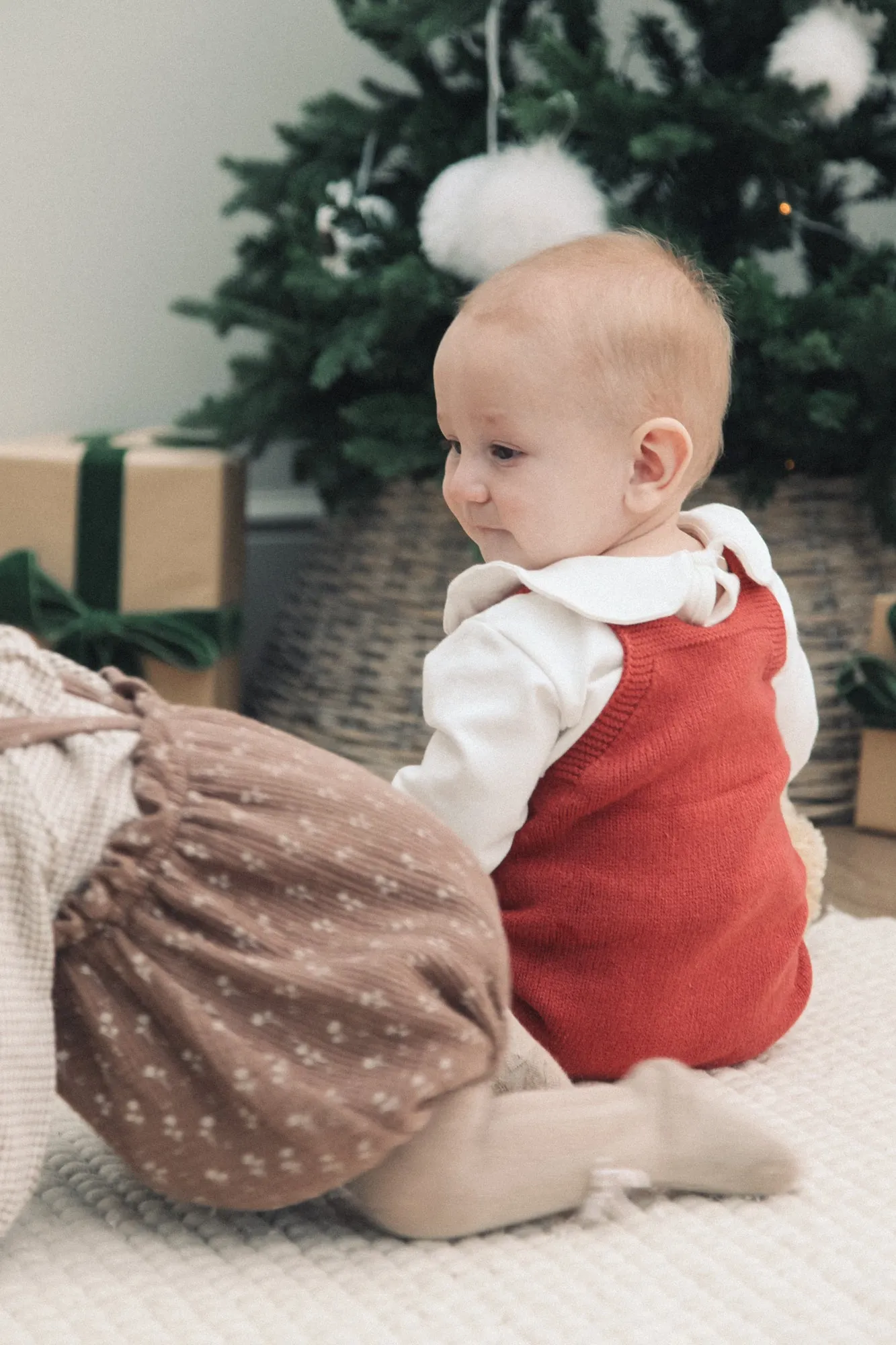 Berry Red Knitted Pocket Romper