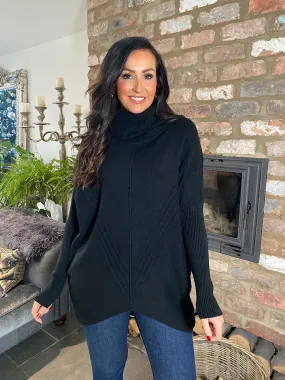 Black Cowl Neck Batwing Knit Heidi