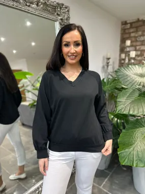 Black V Neck Sweatshirt Reema 2