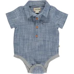 Blue Heathered S/S Woven Onesie HB 1222E