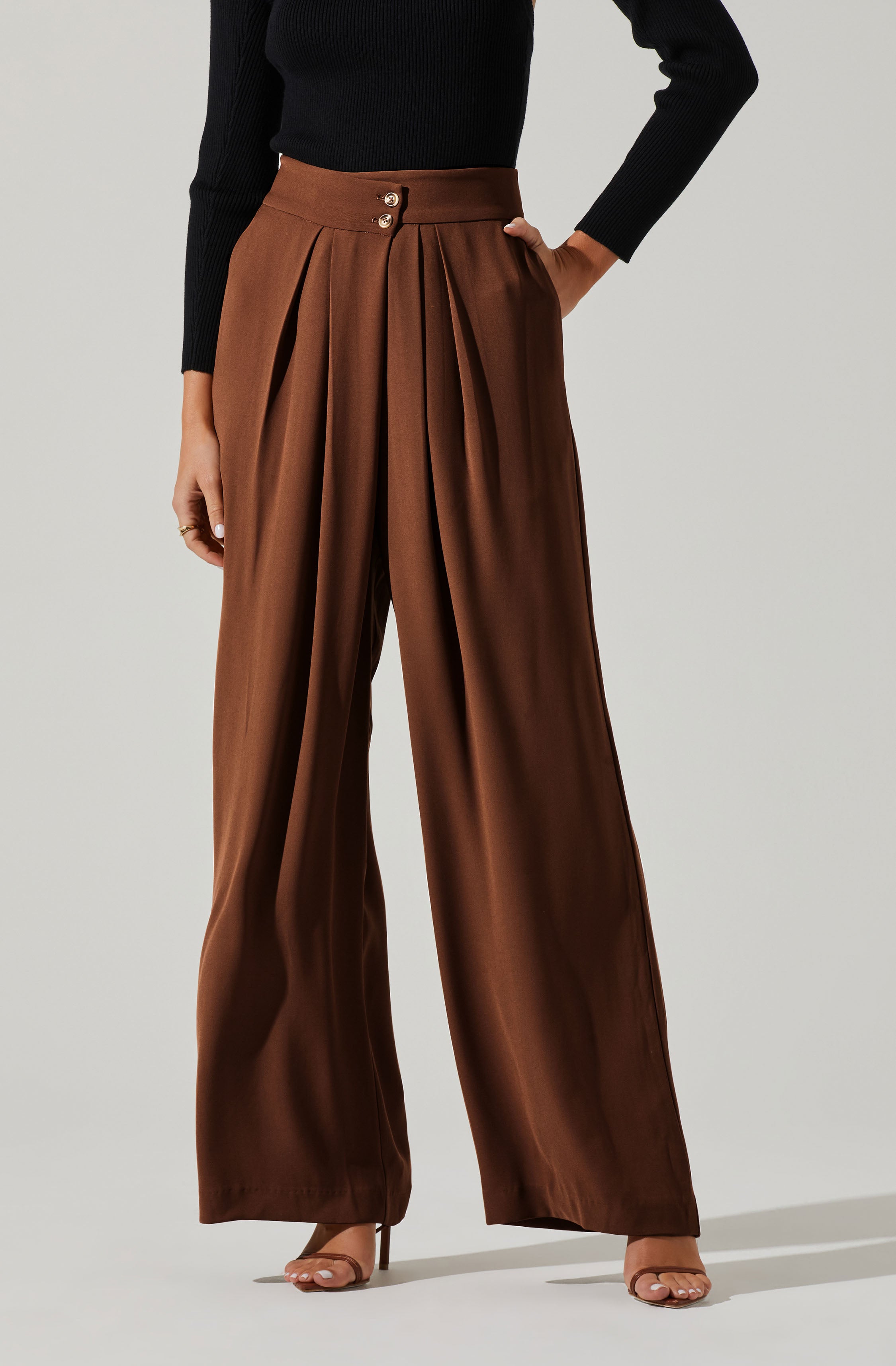 Boyfriend Criss Cross Pleated Wide Leg Pants