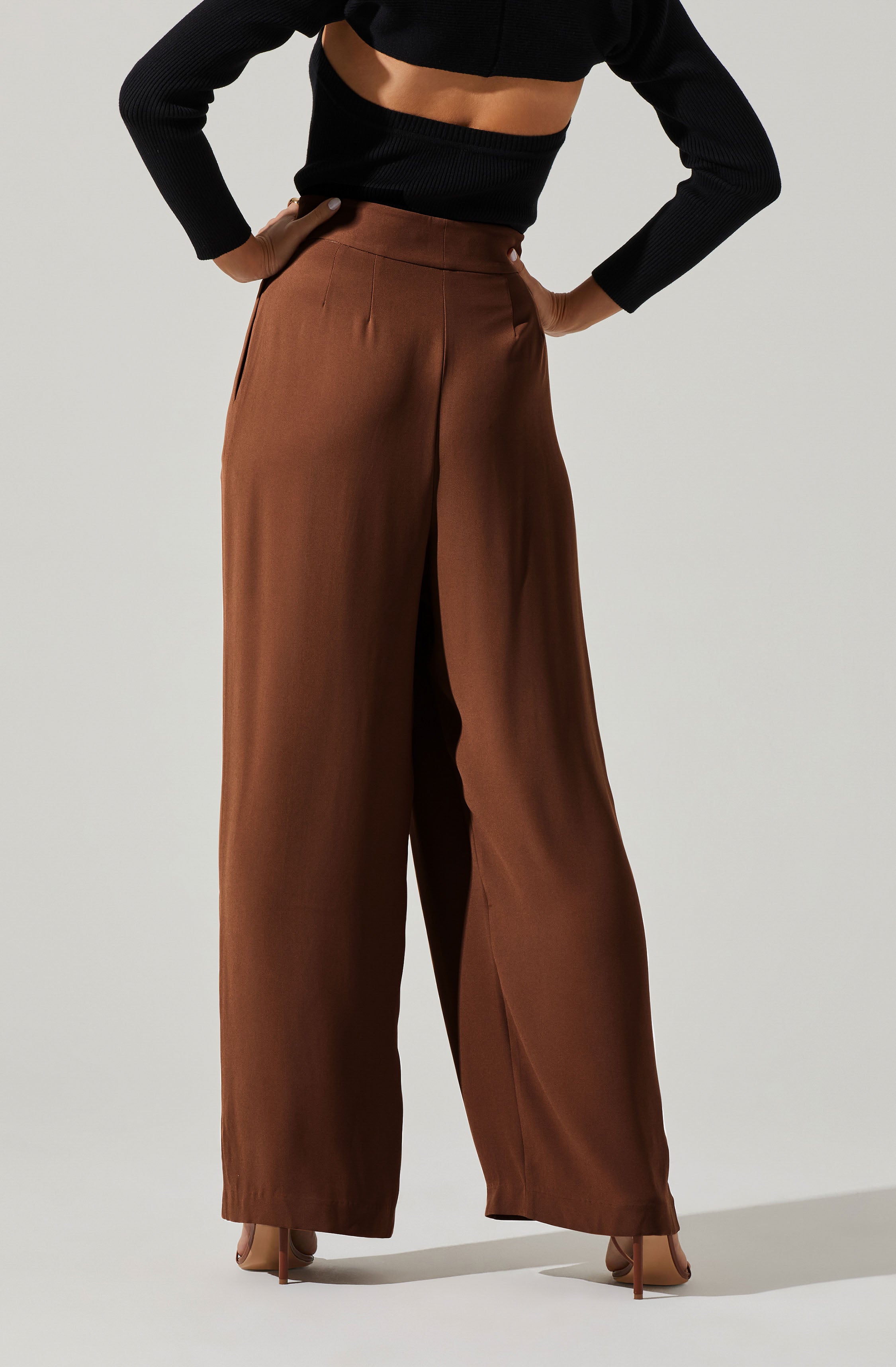 Boyfriend Criss Cross Pleated Wide Leg Pants