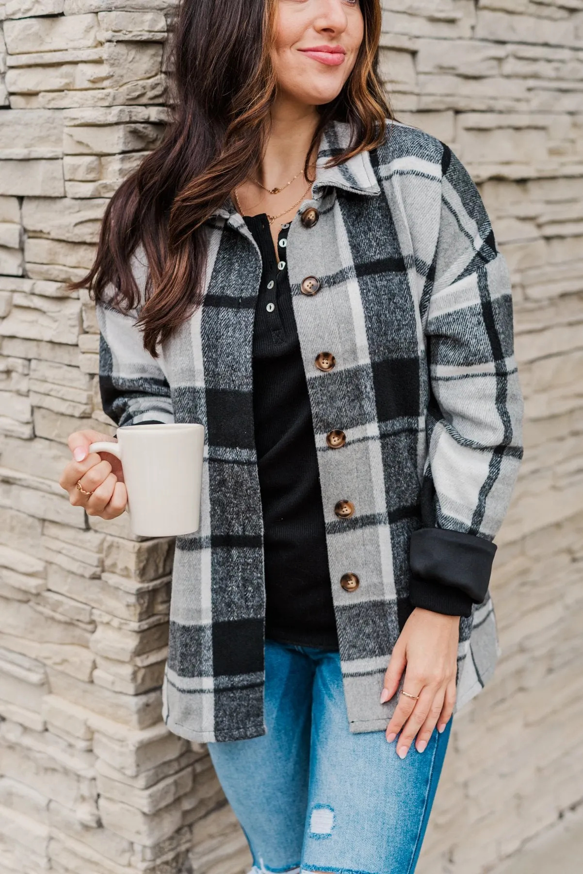 Campfire Nights Plaid Jacket- Black & Grey