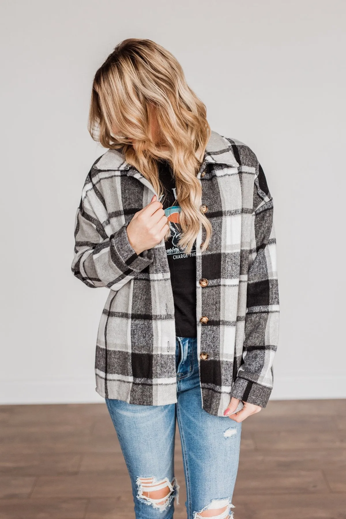 Campfire Nights Plaid Jacket- Black & Grey