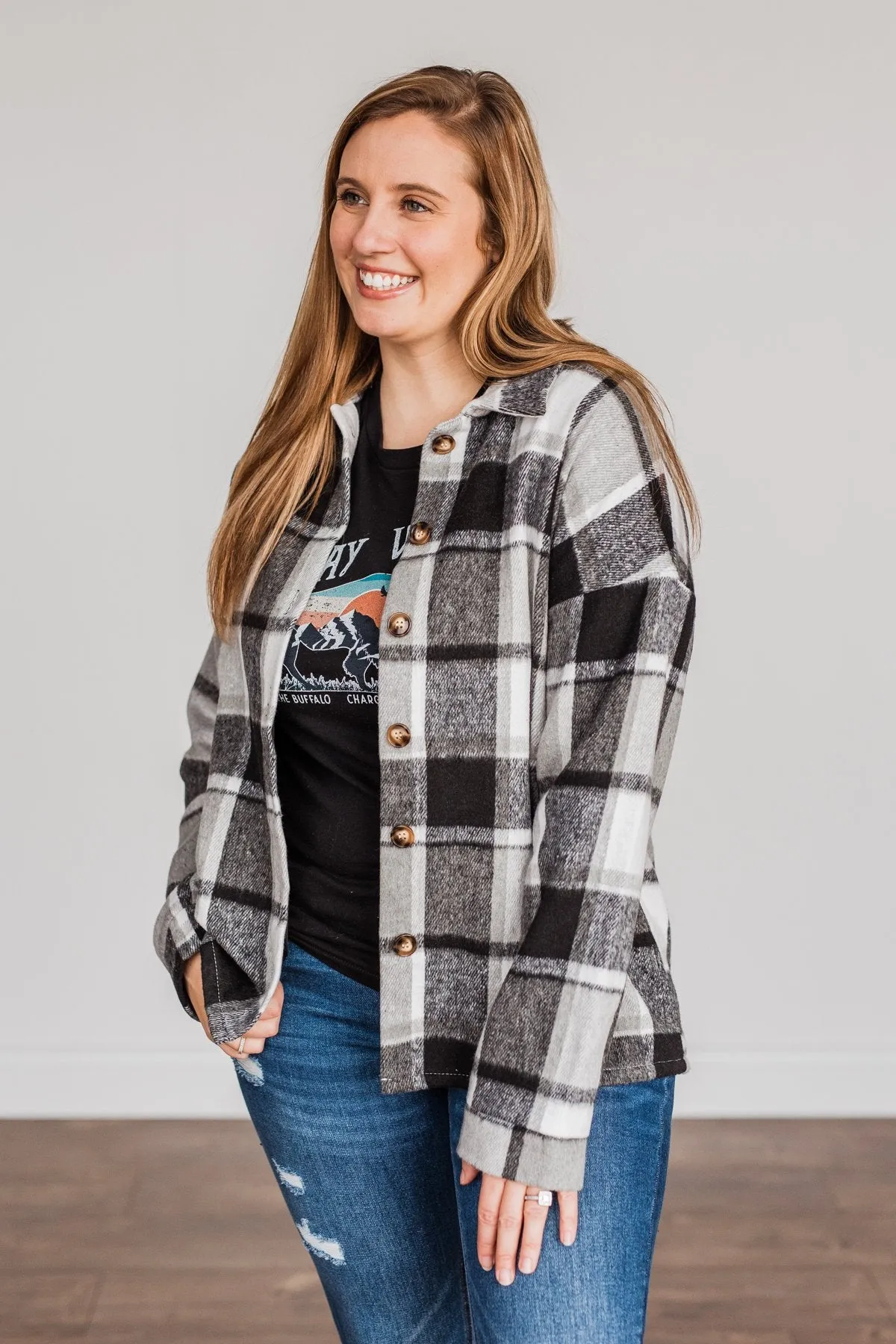 Campfire Nights Plaid Jacket- Black & Grey