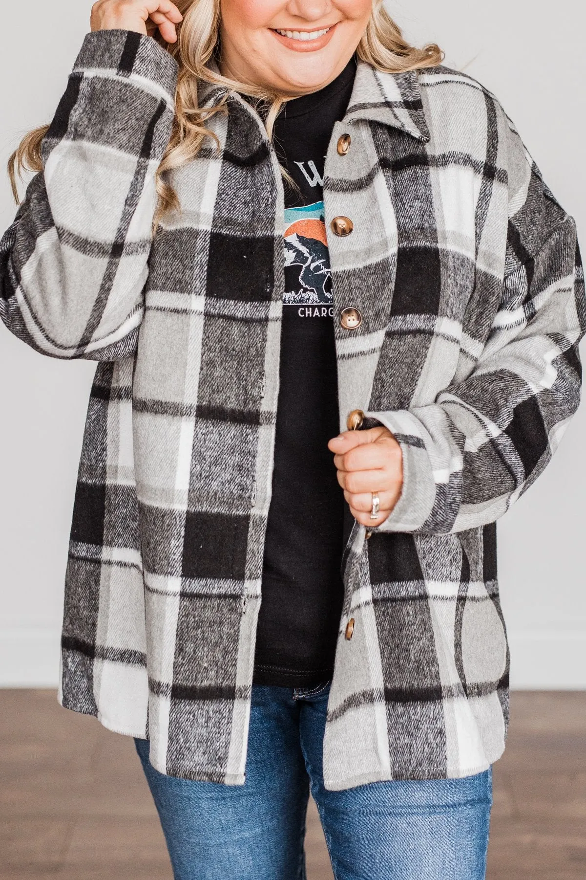 Campfire Nights Plaid Jacket- Black & Grey