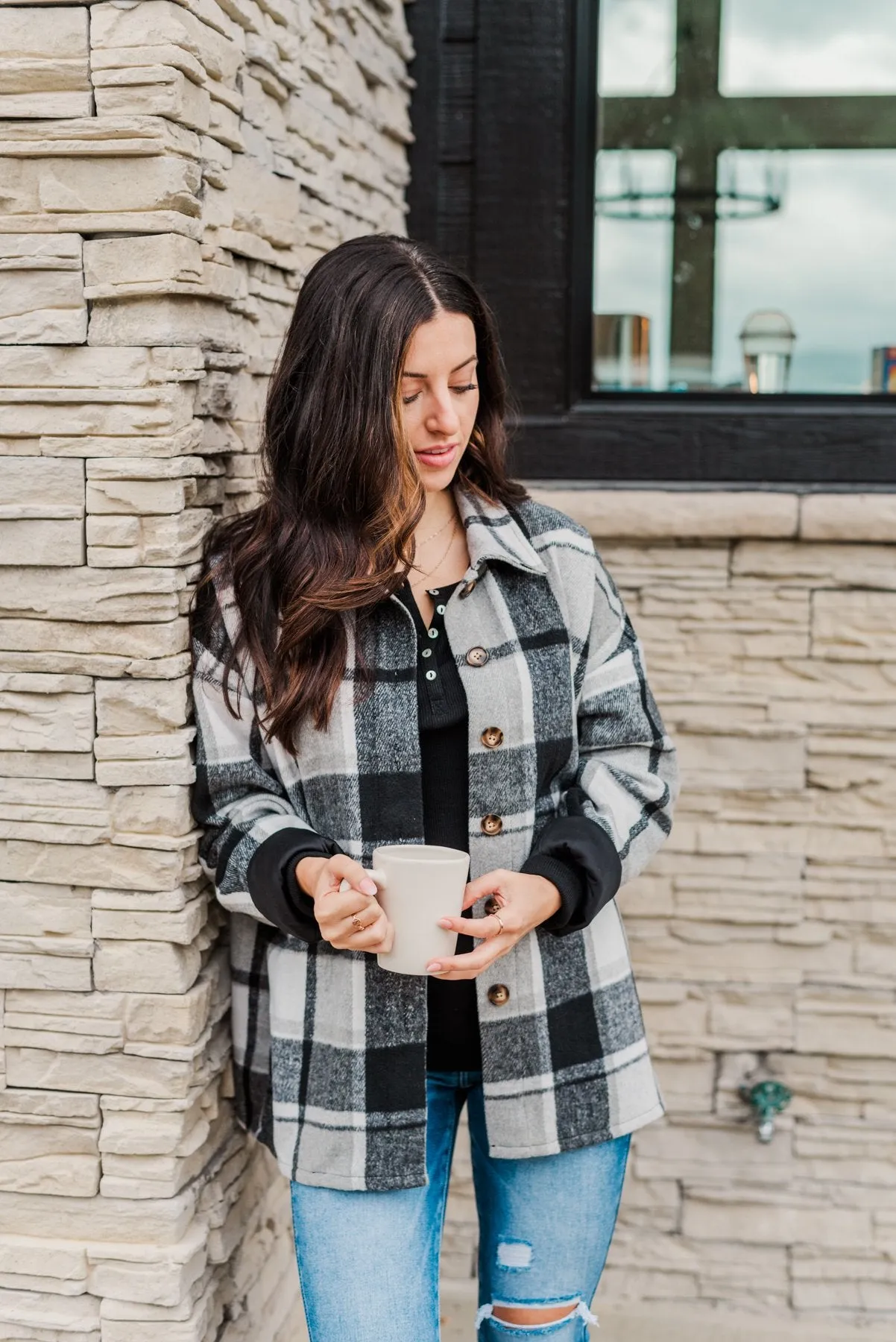 Campfire Nights Plaid Jacket- Black & Grey