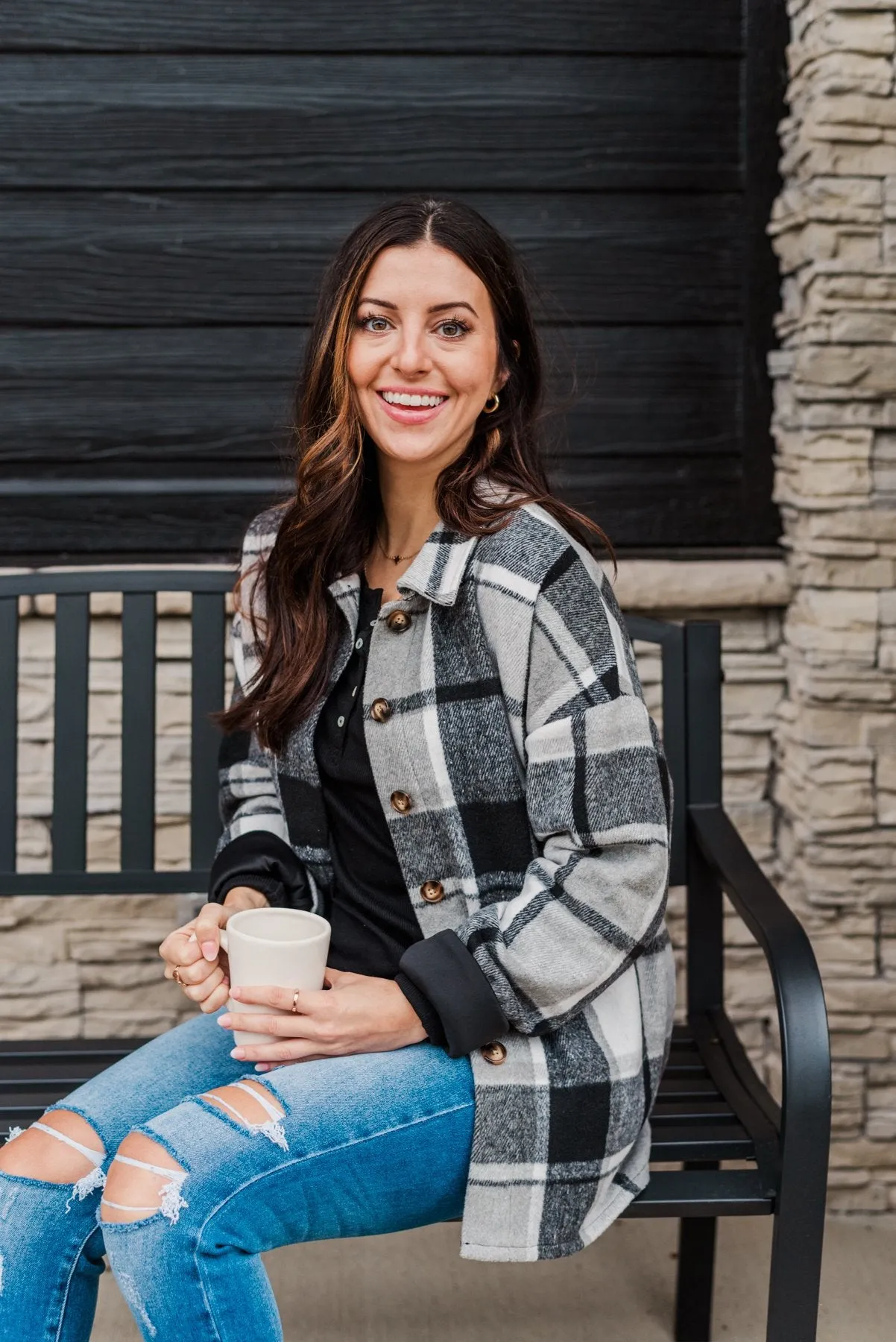 Campfire Nights Plaid Jacket- Black & Grey