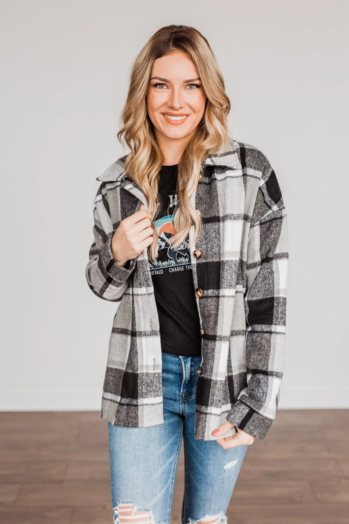 Campfire Nights Plaid Jacket- Black & Grey