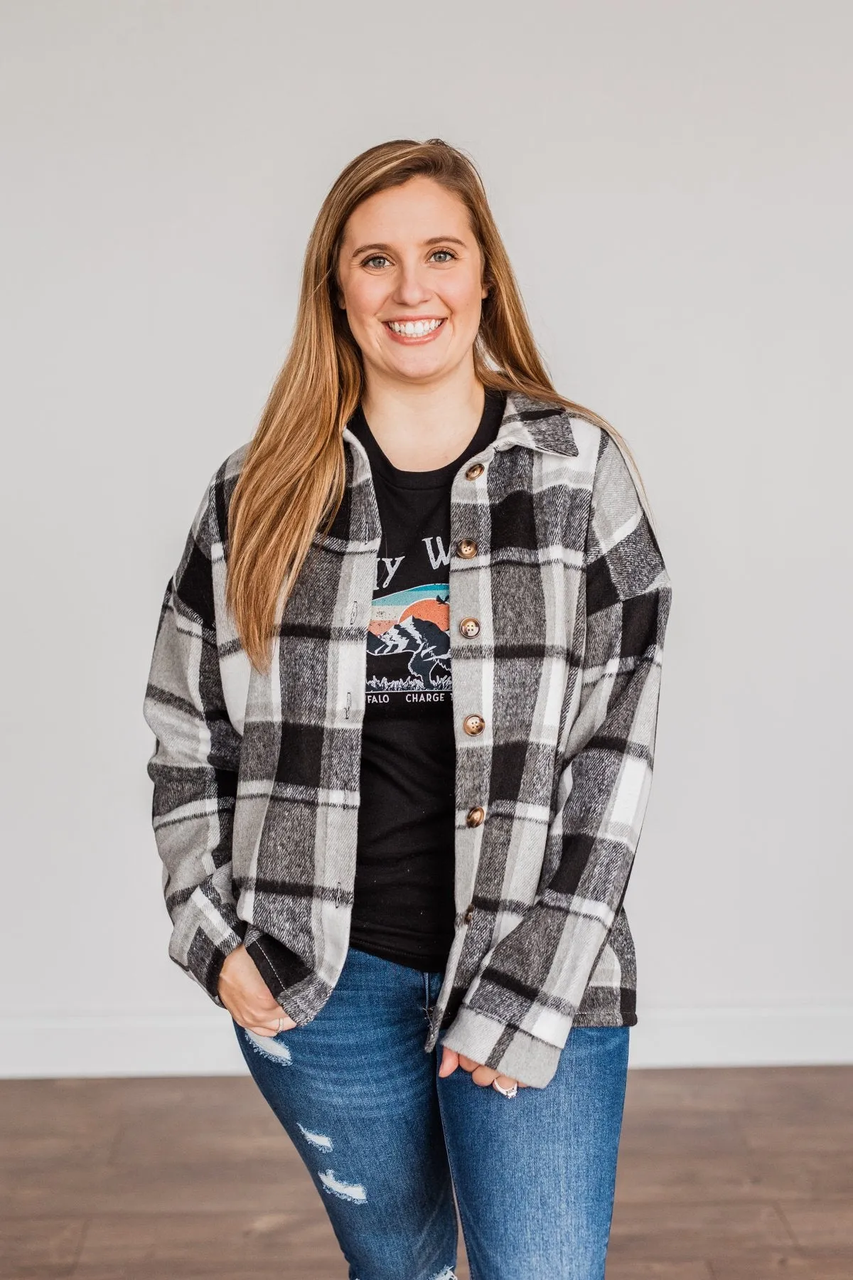 Campfire Nights Plaid Jacket- Black & Grey