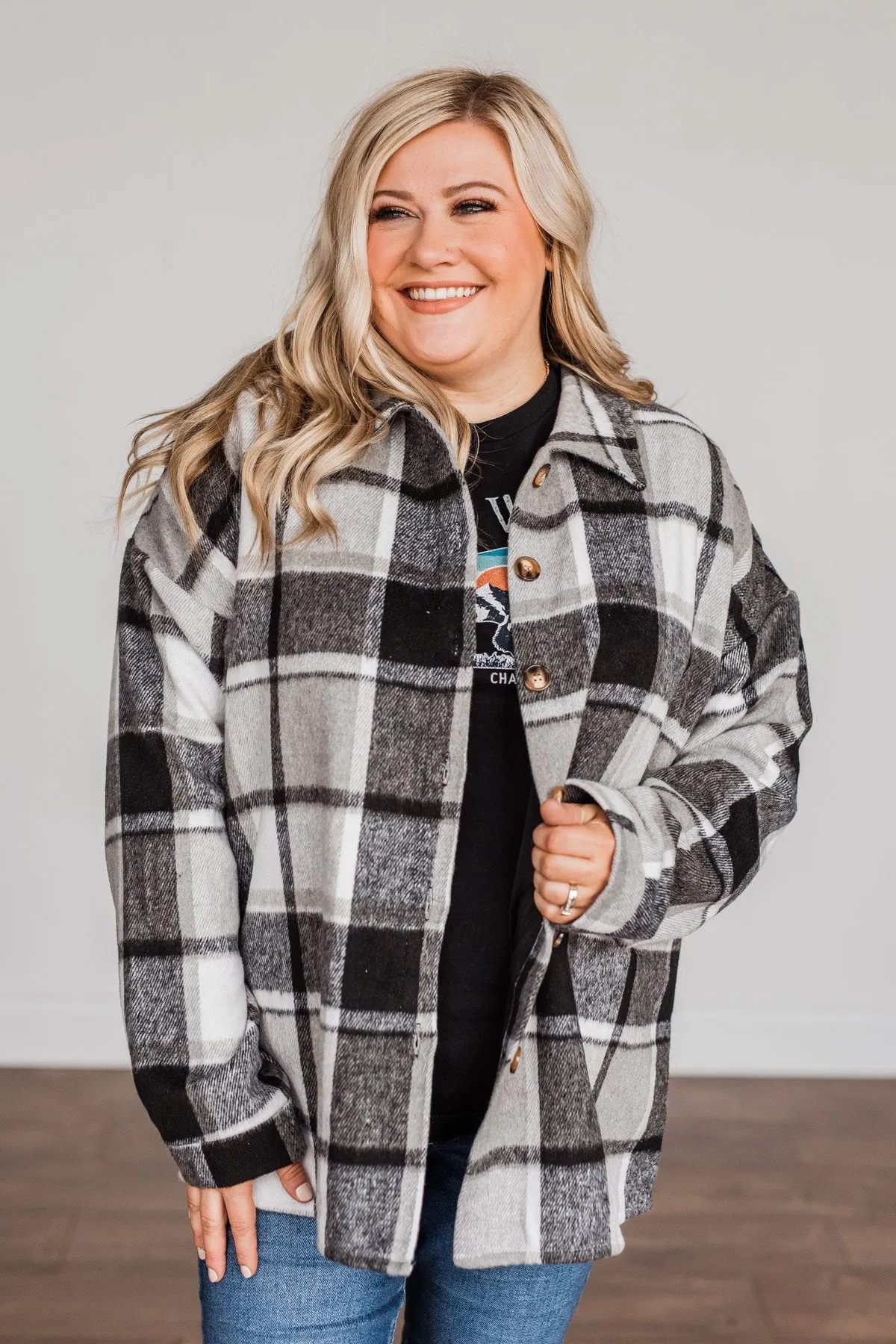 Campfire Nights Plaid Jacket- Black & Grey