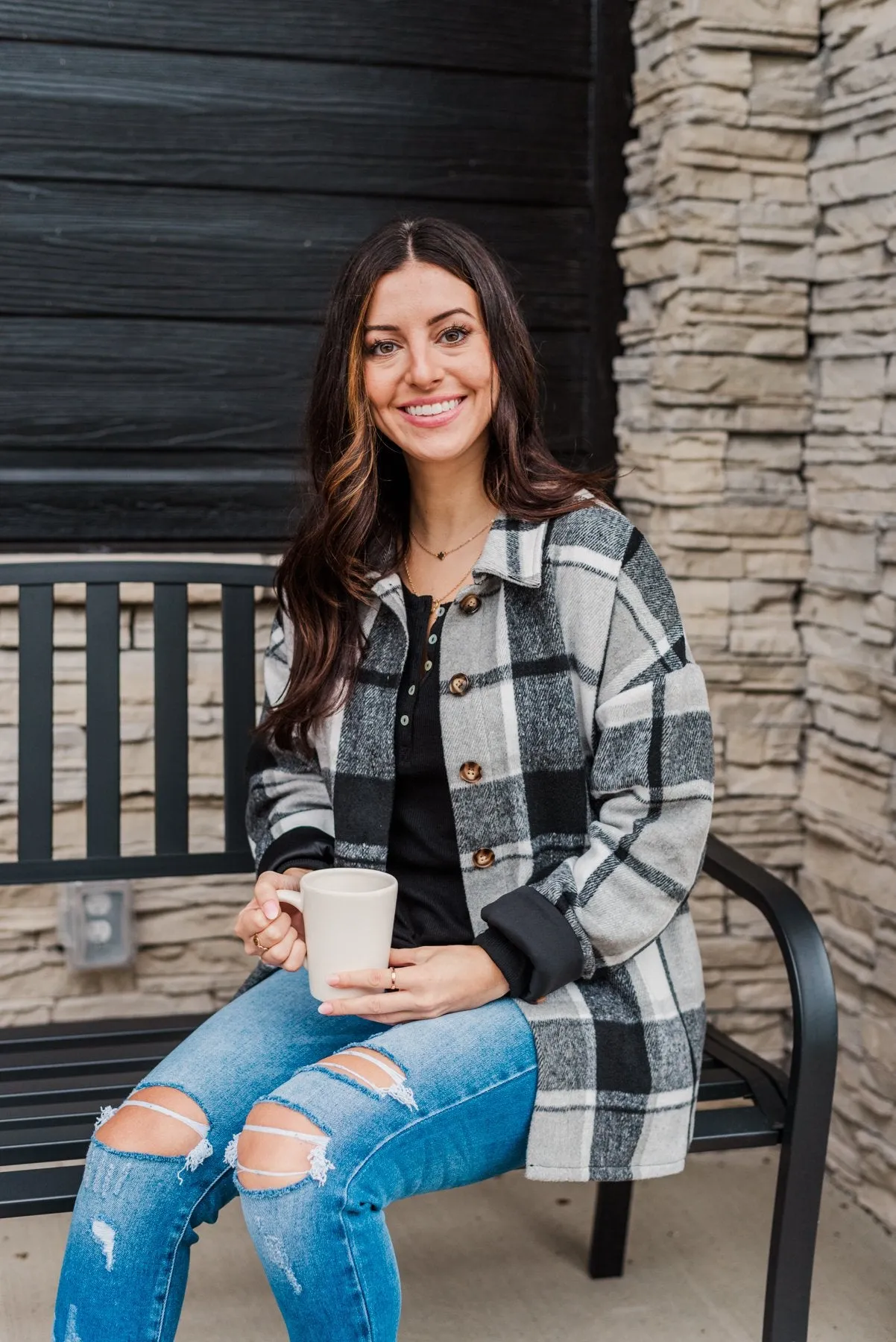 Campfire Nights Plaid Jacket- Black & Grey