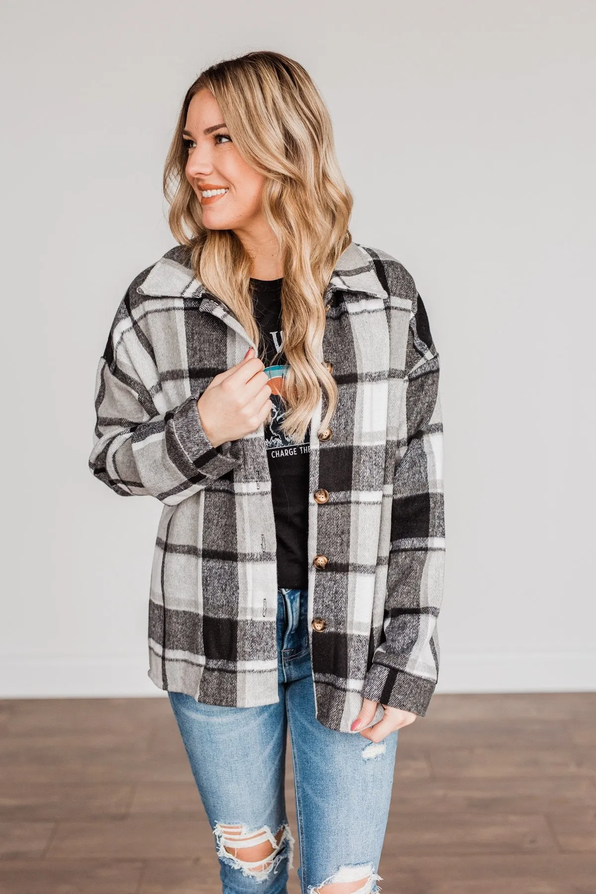 Campfire Nights Plaid Jacket- Black & Grey