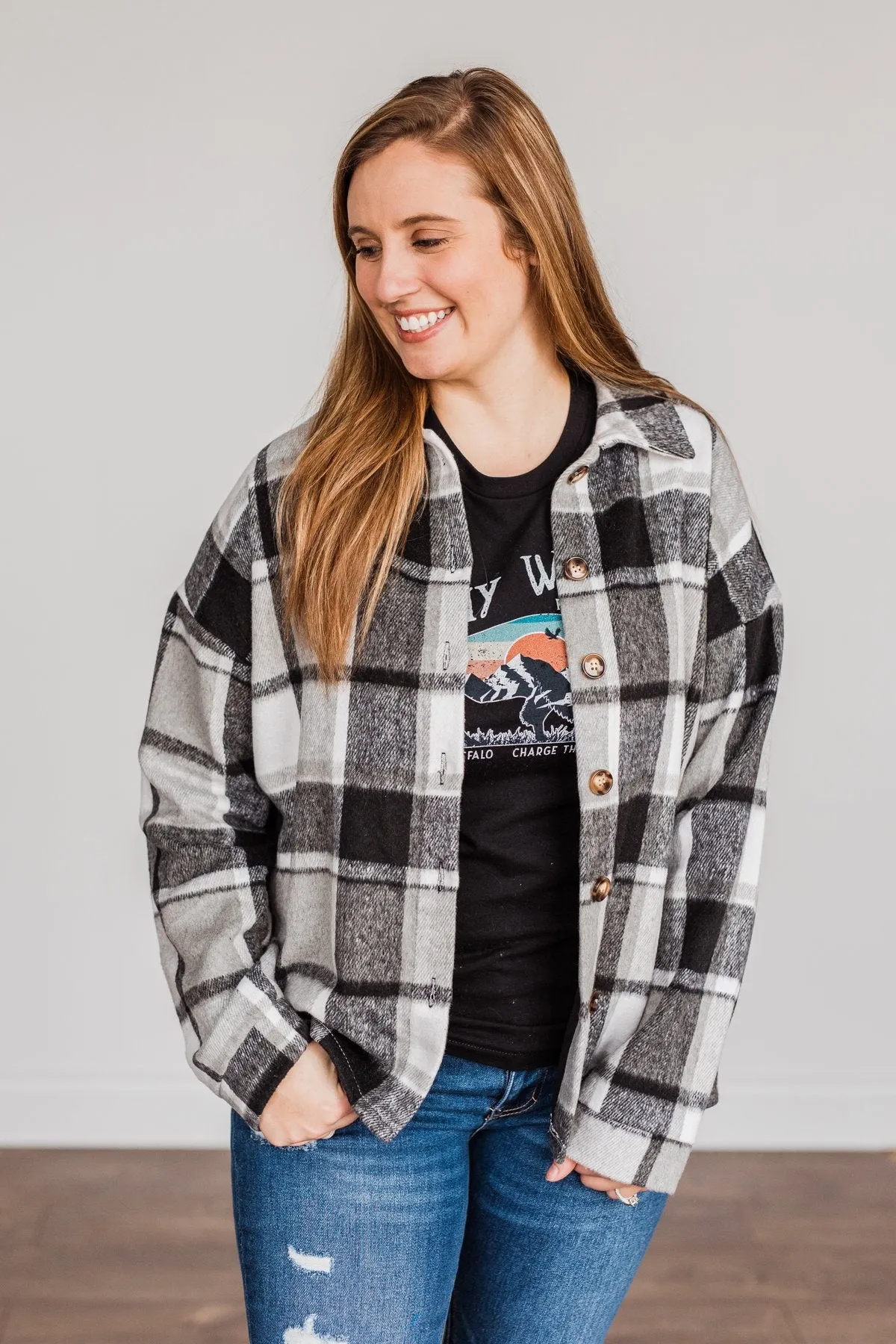 Campfire Nights Plaid Jacket- Black & Grey