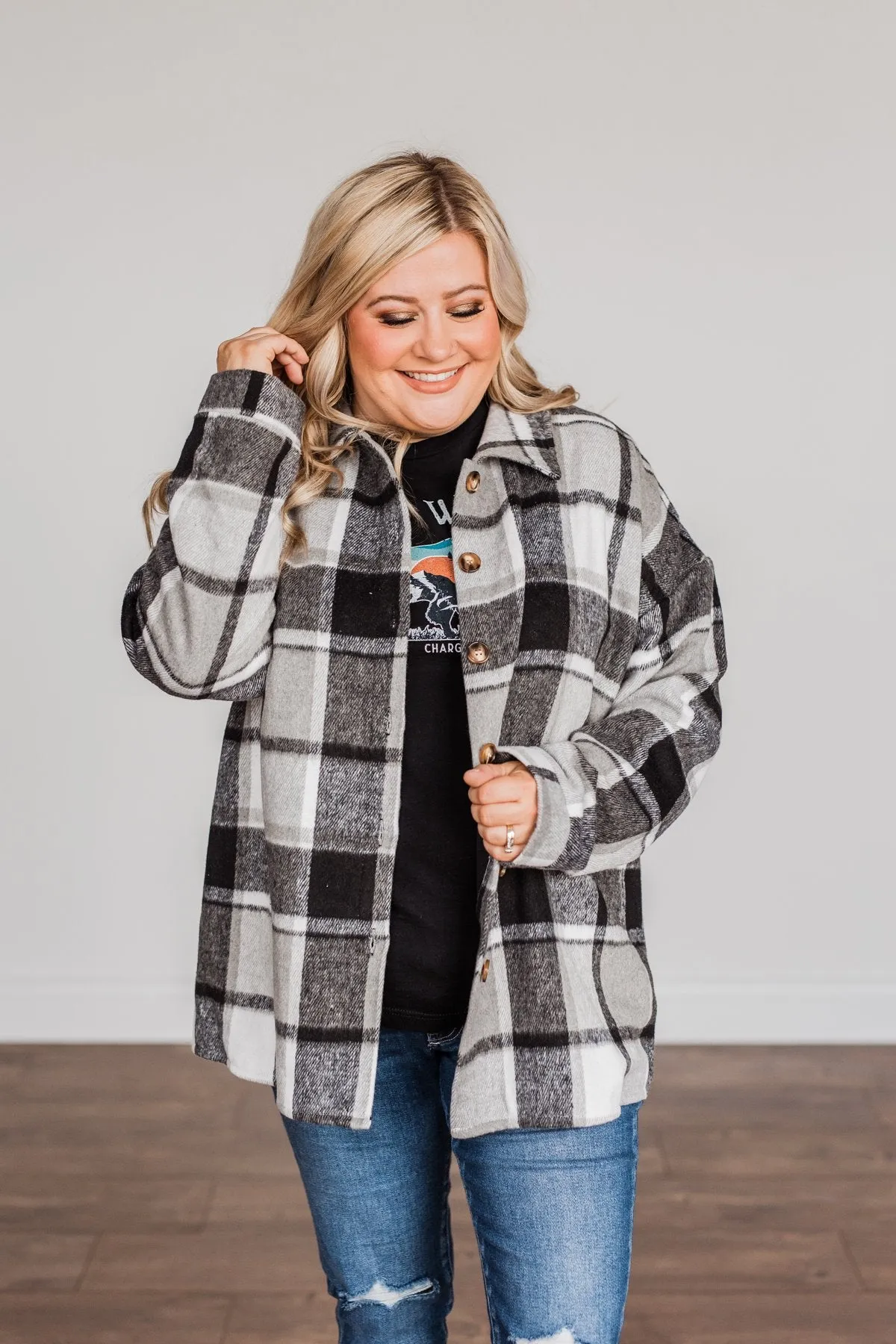 Campfire Nights Plaid Jacket- Black & Grey