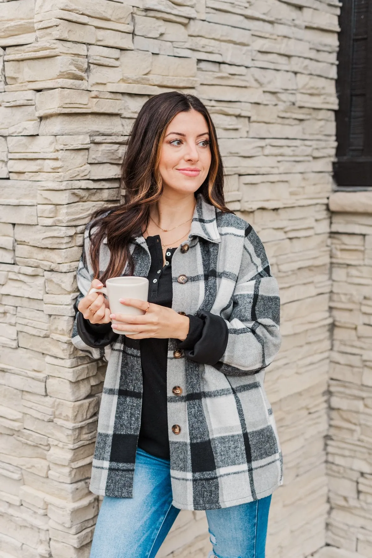 Campfire Nights Plaid Jacket- Black & Grey