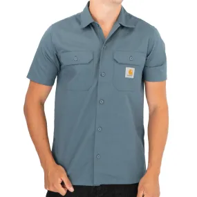 Carhartt WIP Men Master Blue Short Sleeve Button-Up Shirts