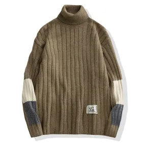 Casual Style Hip Hop Turtleneck Knitted Pullover Sweater for Men and Women