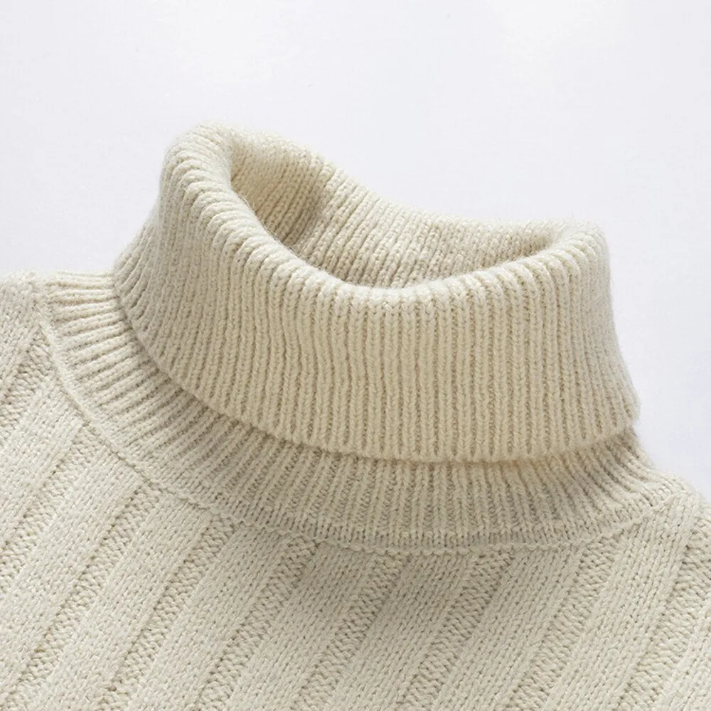 Casual Style Hip Hop Turtleneck Knitted Pullover Sweater for Men and Women