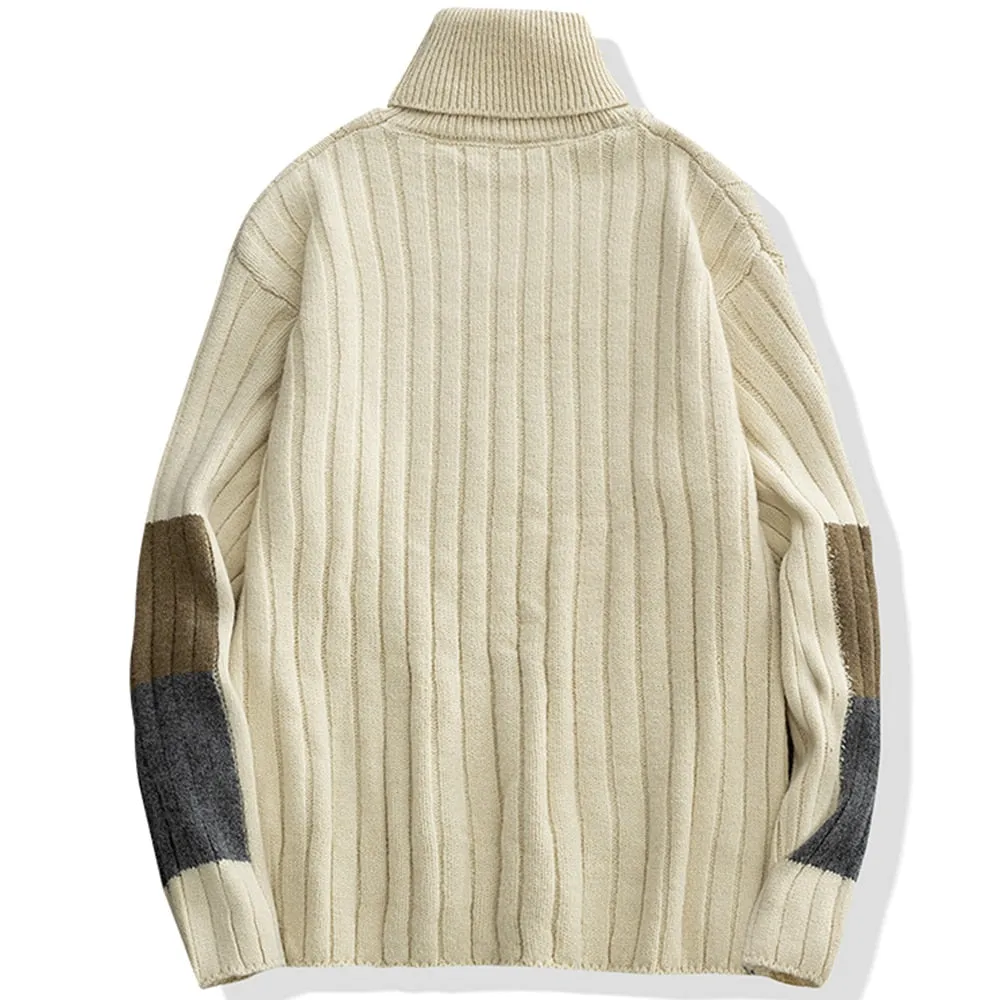 Casual Style Hip Hop Turtleneck Knitted Pullover Sweater for Men and Women