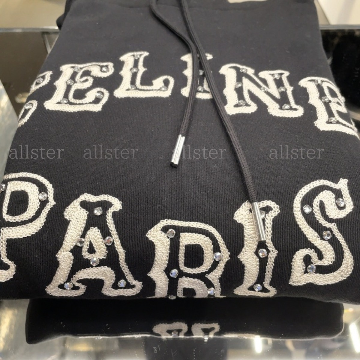 CELINE  |celine loose embroidered hoodie in cotton fleece