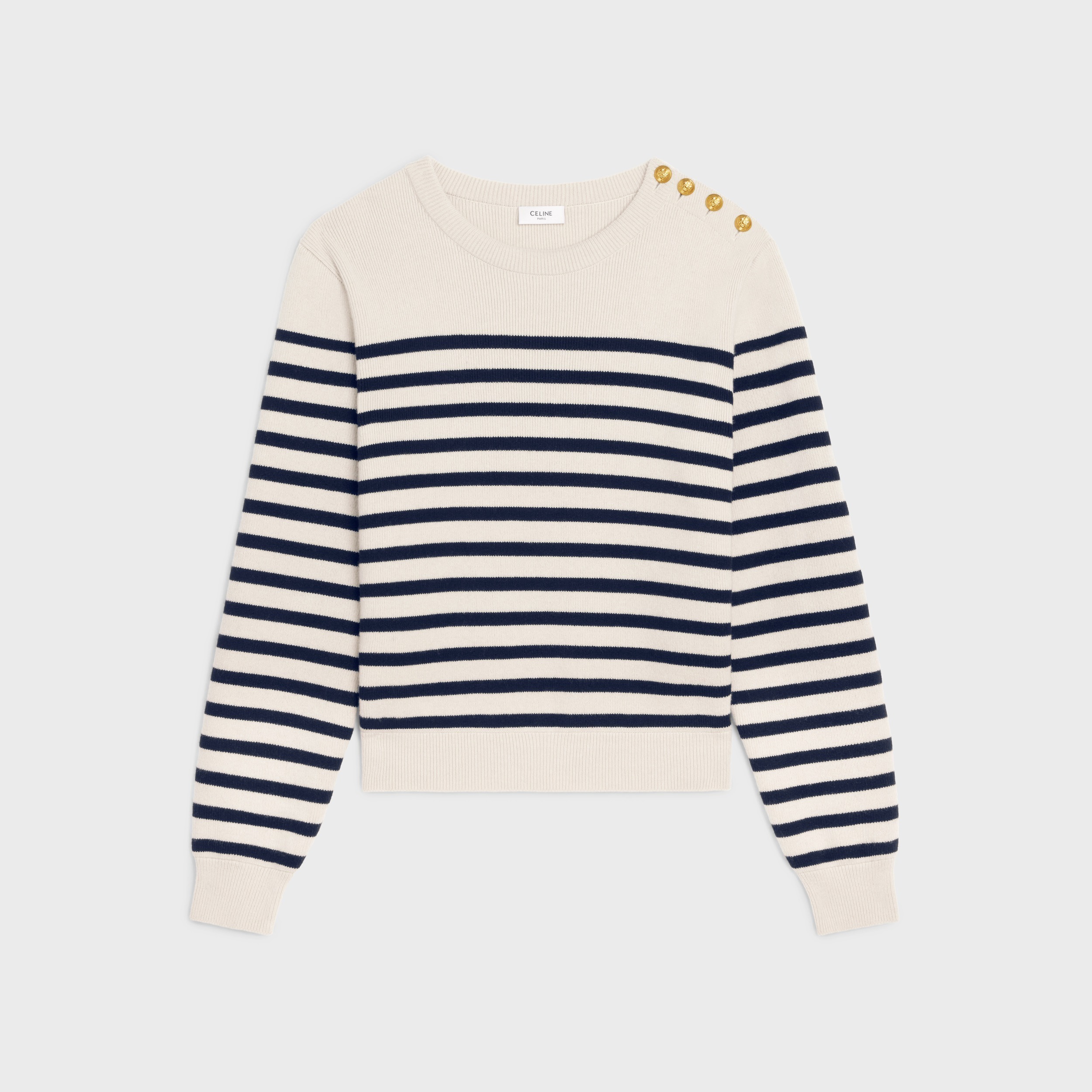 CELINE  |CREW NECK MARINIÈRE SWEATER IN CASHMERE 2AD18240U.01CN